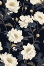 Closeup Flower Pattern Anemones Regency Lux Moonstone Navy Produ