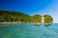 Closeup of the flowerpot rocks of the Georgian bay, Lake Huron, Ontario, Canada Royalty Free Stock Photo