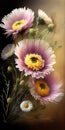 Closeup Flowers Front Page Masterpiece Daisy Digital Painting Precise Brush Strokes Intricately Designed Long Daisies Impassioned