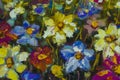 Closeup flowers oil painting fragment. Hand Painted flower Impressionist style