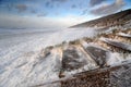 Closeup of foam during winter storm