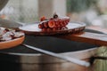 Closeup focus shot of an octopus tentacle in the cooking process