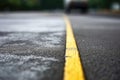 Closeup Focuses On Asphalt With Yellow Double Line Markings