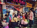 closeup of food street in Wuhan city