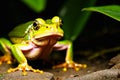 closeup A Forest Frog\'s Serenade by the Enchanting Waterfall