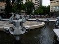 Closeup of fountain statues in front of Moscow cinema in Yerevan, Armenia