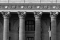 Closeup of four pillars in downtown Albany