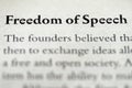 closeup of Freedom of Religion printed in textbook on white page. US Bill of Rights Royalty Free Stock Photo