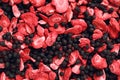 Closeup of freeze dried blueberries and strawberries as background, top view Royalty Free Stock Photo