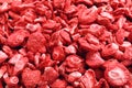 Closeup of freeze dried strawberries as background Royalty Free Stock Photo