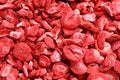 Closeup of freeze dried strawberries as background, top view Royalty Free Stock Photo