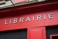 French librairie sign on store front traduction in english : book store