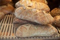 French traditional breads in bakery Royalty Free Stock Photo