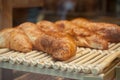 french traditional croissants in bakery