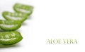 Closeup of fresh aloe vera plant leaf cut slices isolated over white background Royalty Free Stock Photo