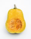 Closeup of fresh butternut squash on white background