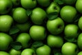 Closeup of fresh green apple, top view, seamless pattern. Generative Ai Royalty Free Stock Photo