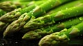 Closeup Fresh Green Asparagus Spears With Water Droplets. Generative AI