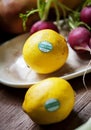 Closeup of fresh organic lemons