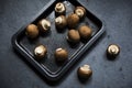 Closeup of fresh organic shiitake cremini mushroom