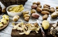 Closeup of fresh peeled organic potatoes