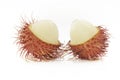 Closeup fresh rambutan fruit isolated on white background Royalty Free Stock Photo