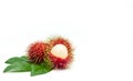 Closeup of fresh red ripe rambutan Nephelium lappaceum Royalty Free Stock Photo
