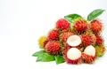 Closeup of fresh red ripe rambutan Nephelium lappaceum Royalty Free Stock Photo