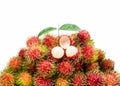 Closeup of fresh red ripe rambutan Nephelium lappaceum Royalty Free Stock Photo