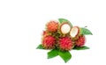 Closeup of fresh red ripe rambutan Nephelium lappaceum Royalty Free Stock Photo