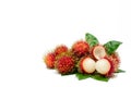 Closeup of fresh red ripe rambutan Nephelium lappaceum Royalty Free Stock Photo