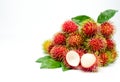 Closeup of fresh red ripe rambutan Nephelium lappaceum Royalty Free Stock Photo