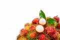 Closeup of fresh red ripe rambutan Nephelium lappaceum Royalty Free Stock Photo