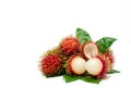 Closeup of fresh red ripe rambutan Nephelium lappaceum Royalty Free Stock Photo