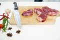 Fresh sirloin beef steak on the chopping board