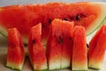 Closeup of fresh sliced watermelon in summer Royalty Free Stock Photo