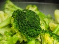 Closeup of fresh steamed green broccoli