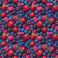 Closeup of fresh strawberries, raspberries, and blackberries