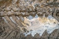 Closeup of a fresh tractor track in the mud