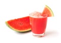 Closeup fresh water melon smoothie in glass and bottle on white Royalty Free Stock Photo