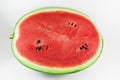 Closeup, fresh watermelon fruit red Dissect on white background