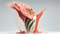 Closeup Fresh Watermelon Milkshake Smoothie AI Generative