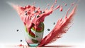 Closeup Fresh Watermelon Milkshake Smoothie Splashing AI Generative