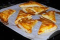 Closeup of freshly baked homemade triangle pastry