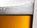 Closeup of freshly poured glass of beer with frothy head and carbonation bubbles Royalty Free Stock Photo