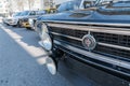 Closeup of the front of a beautiful shiny Nissan Datsun 1200 car