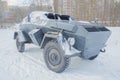 Closeup of front view of German armored personnel carrier