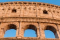 Closeup front view of the three arcs of Colosseum. Rome Italy Royalty Free Stock Photo