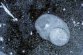 Closeup of frozen bubbles and ice crystals