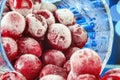 Closeup of the frozen cherry in the glass Royalty Free Stock Photo